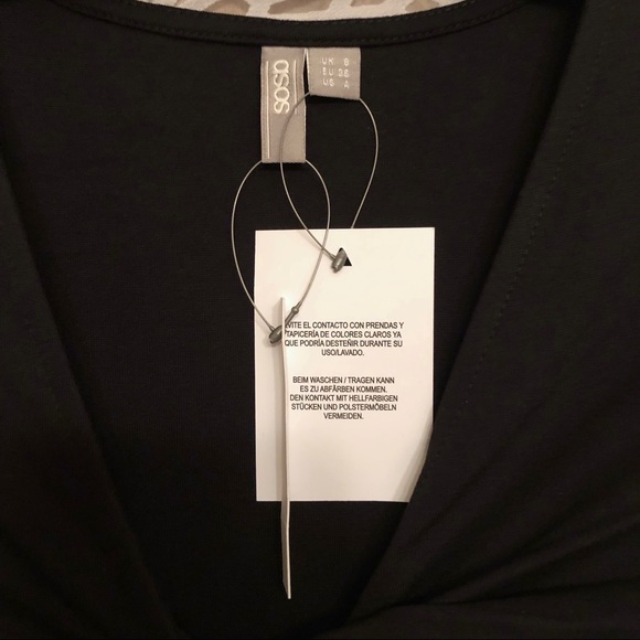 NWT ASOS Black Knot Front Midi Bodycon Dress - Picture 3 of 5